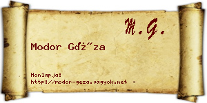Modor Géza névjegykártya